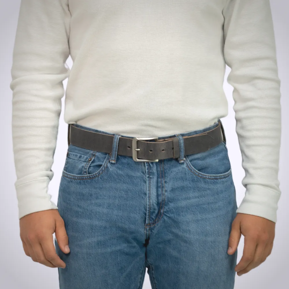 Smoky Mountain Titanium Distressed Leather Belt by Nickel Smart®