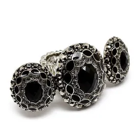 Vintage Antique Fashion Crystal Stretch Ring Black