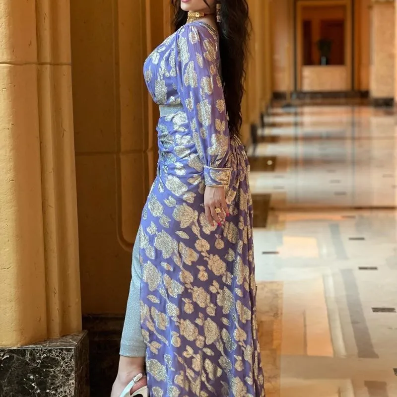 Women's Long Sleeve Floral Modest Fashion Dress L 524420