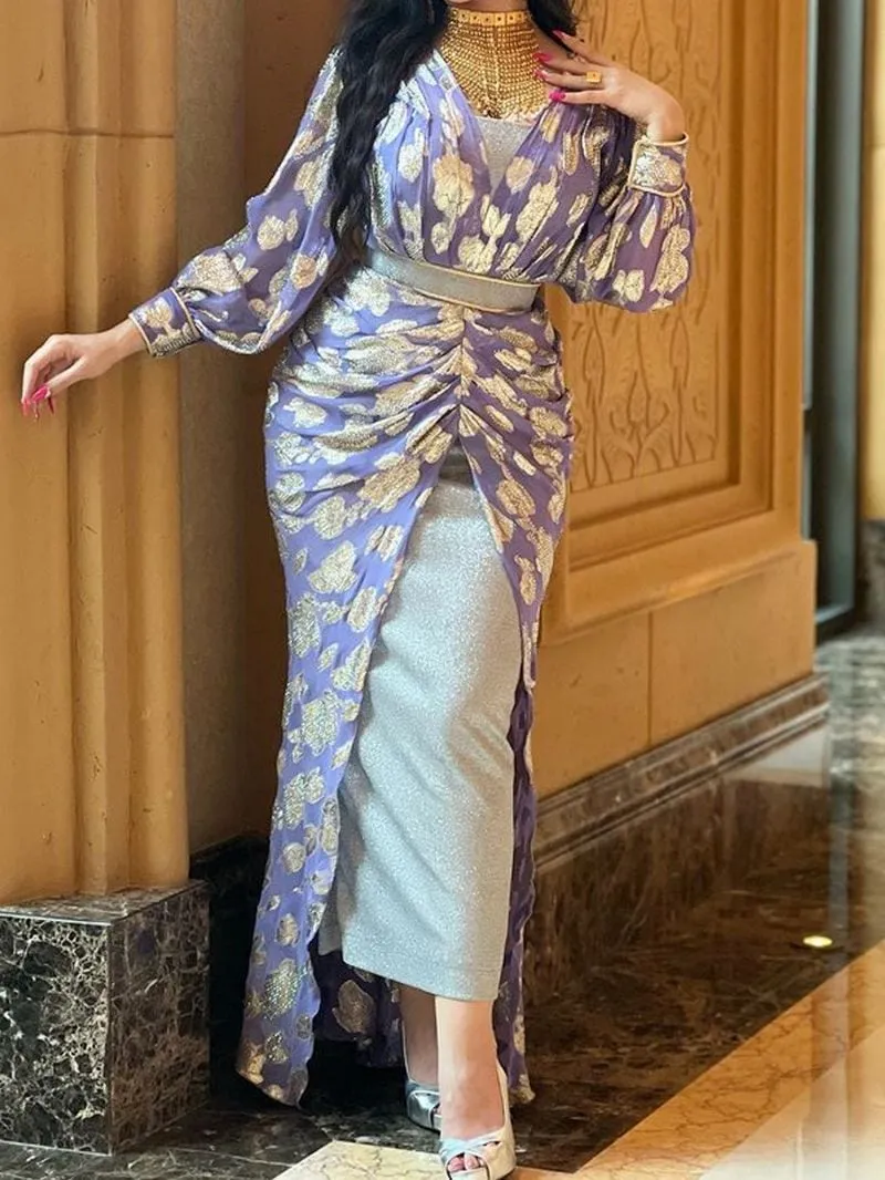 Women's Long Sleeve Floral Modest Fashion Dress L 524420